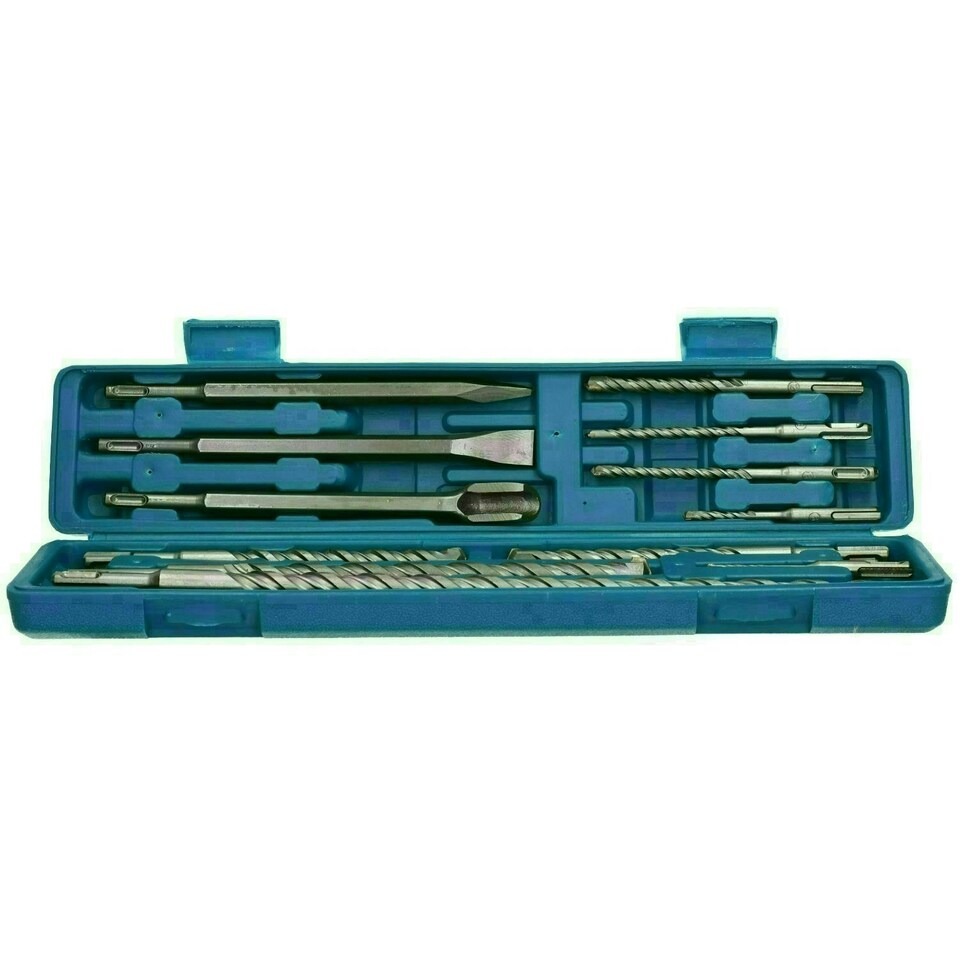 image 1 of 12pc SDS Chisels and TCT Metric Drill Bit Set For Concrete Masonry Stone