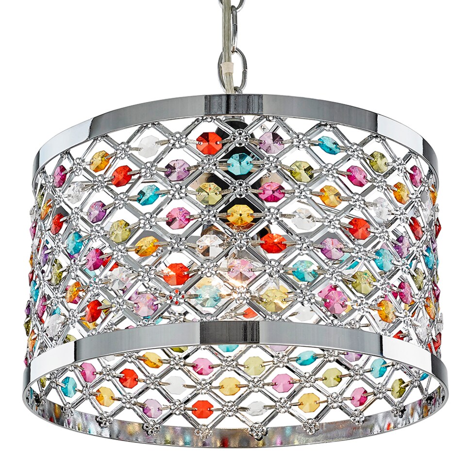 image 1 of Modern Sparkly Ceiling Pendant Light Shade with Multi-Coloured Beads | Multi