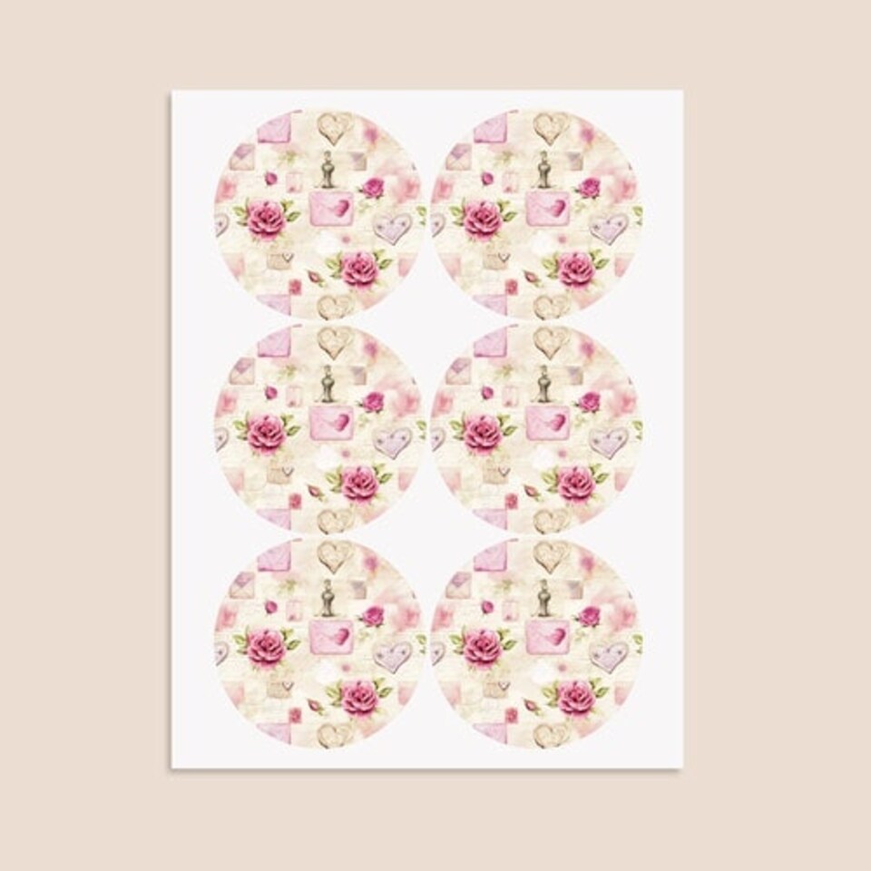 image 1 of Vintage Floral Romance Round Stickers 88mm - Sheet of 6