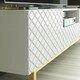image 5 of White TV Unit 180cm Diamond Fronts Gold Legs Modern Media Cabinet White