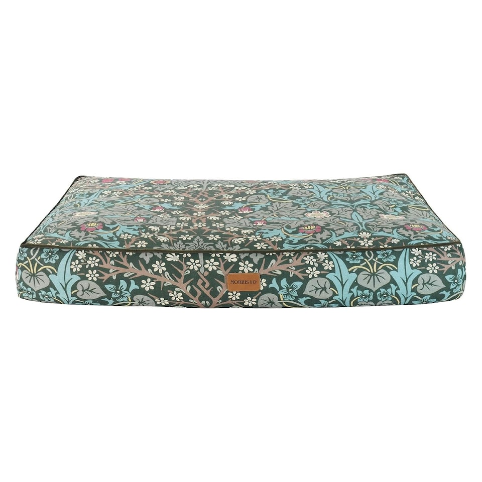 image 1 of Morris & Co Blackthorn Print Dog Mattress Bed - Medium | Green | M | 1