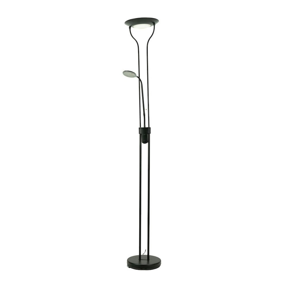 image 1 of ValueLights Beata Black Integrated LED Uplighter Floor Lamp with Task Reading Side Lamp | Black