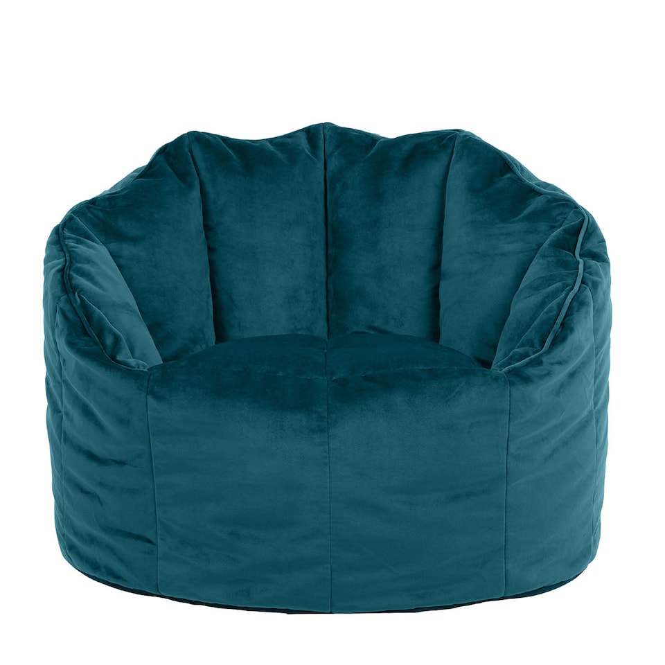 image 1 of icon Sirena Scallop Chair Bean Bag Teal Green Velvet Bean Bags