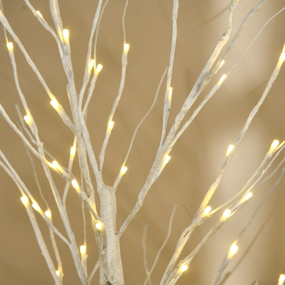 image 1 of HOMCOM 6ft Artificial White Birch Tree Light with Warm White Pre-Lit LED Light for Indoor and Covered Outdoor Use | White