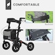 image 3 of HOMCOM Folding Rollator Walker with Padded Seat, Backrest, Lightweight Walking Frame with Storage Bag, Dual Brakes, All-terrain Wheels, Adjustable Handle Height, 4 Wheeled Walker for Seniors, Black