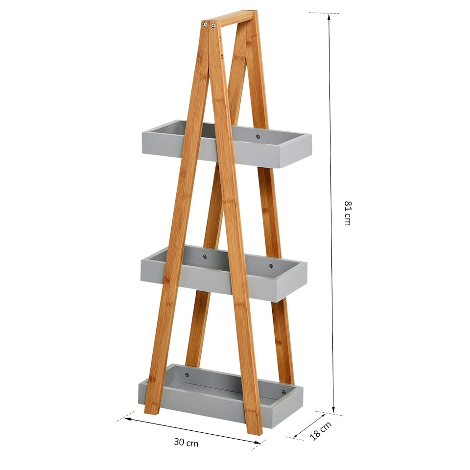 image 1 of kleankin 3 Tier A Frame Bathroom Shower Caddy Storage Unit Shelving Organizer