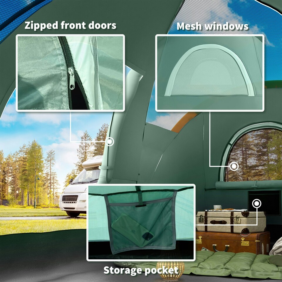 image 1 of Outsunny Outdoor  Camping Tent For 5-6 W/ Bag, Fibreglass & Steel Frame