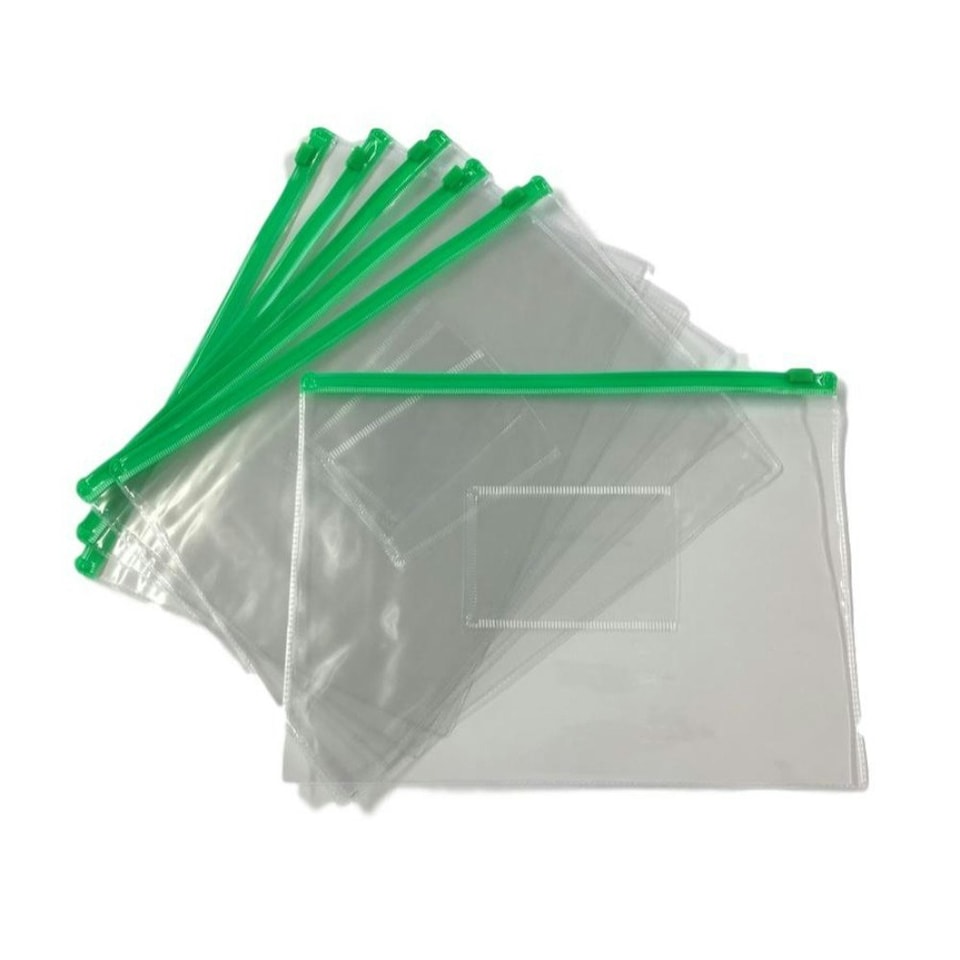 image 1 of Pack of 12 A5 Green Zip Zippy Bags