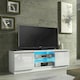 image 2 of TV Unit 120cm White Gloss Doors White Matt Body Glass Shelf Free LED | White | One Size | 1