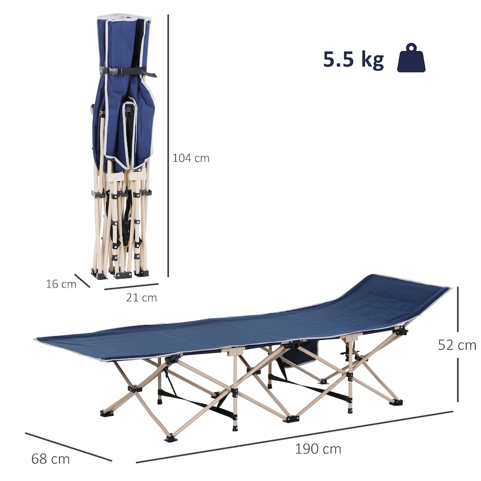 image 1 of Outsunny Single Portable Outdoor Military Sleeping Bed Camping Cot Blue
