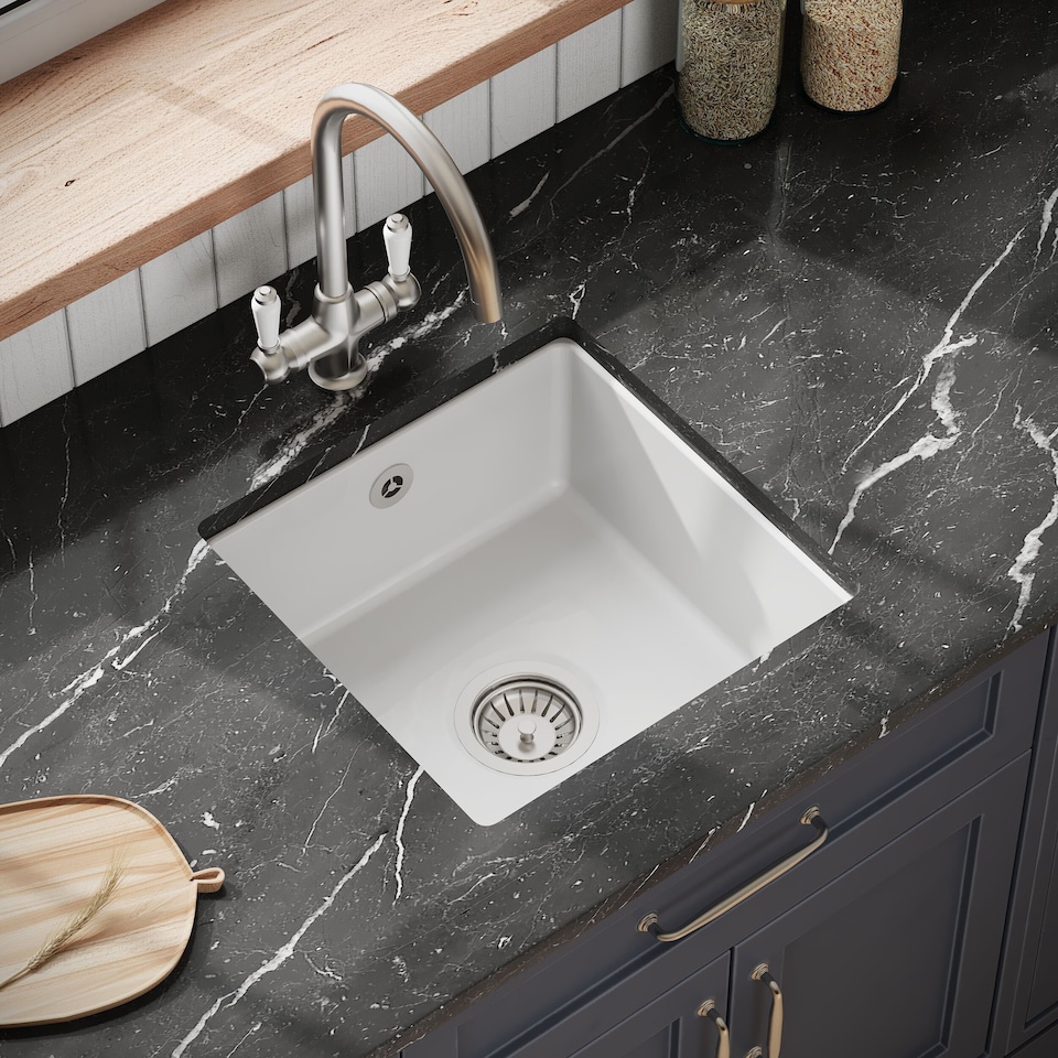 image 1 of Balterley Single Bowl Kitchen Sink Fireclay with Overflow - Set A