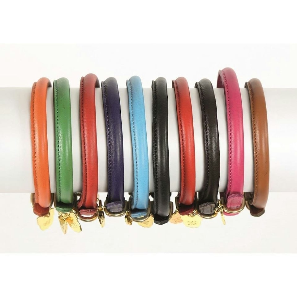 image 1 of Digby & Fox Rolled Leather Dog Collar | Brown | Colour: Tan
Size: Large | L