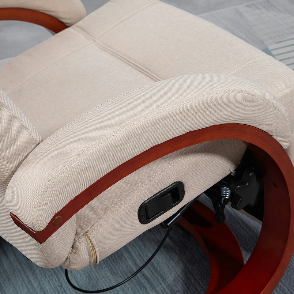 image 1 of HOMCOM Manual Recliner Swivel Reclining Chair with Footrest Armrests Beige