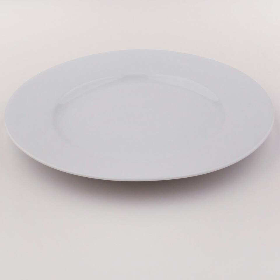 image 1 of Glim Glam Dinner Plates Set 10.5” Porcelain White 6pc Set Rim White