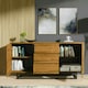 image 9 of Sideboard 140cm Oak Finish with Matching Fronts and Black Frame Multi