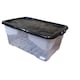 image 1 of 42L Clear Storage Box with Black Lid, Stackable and Nestable Design Storage Solution