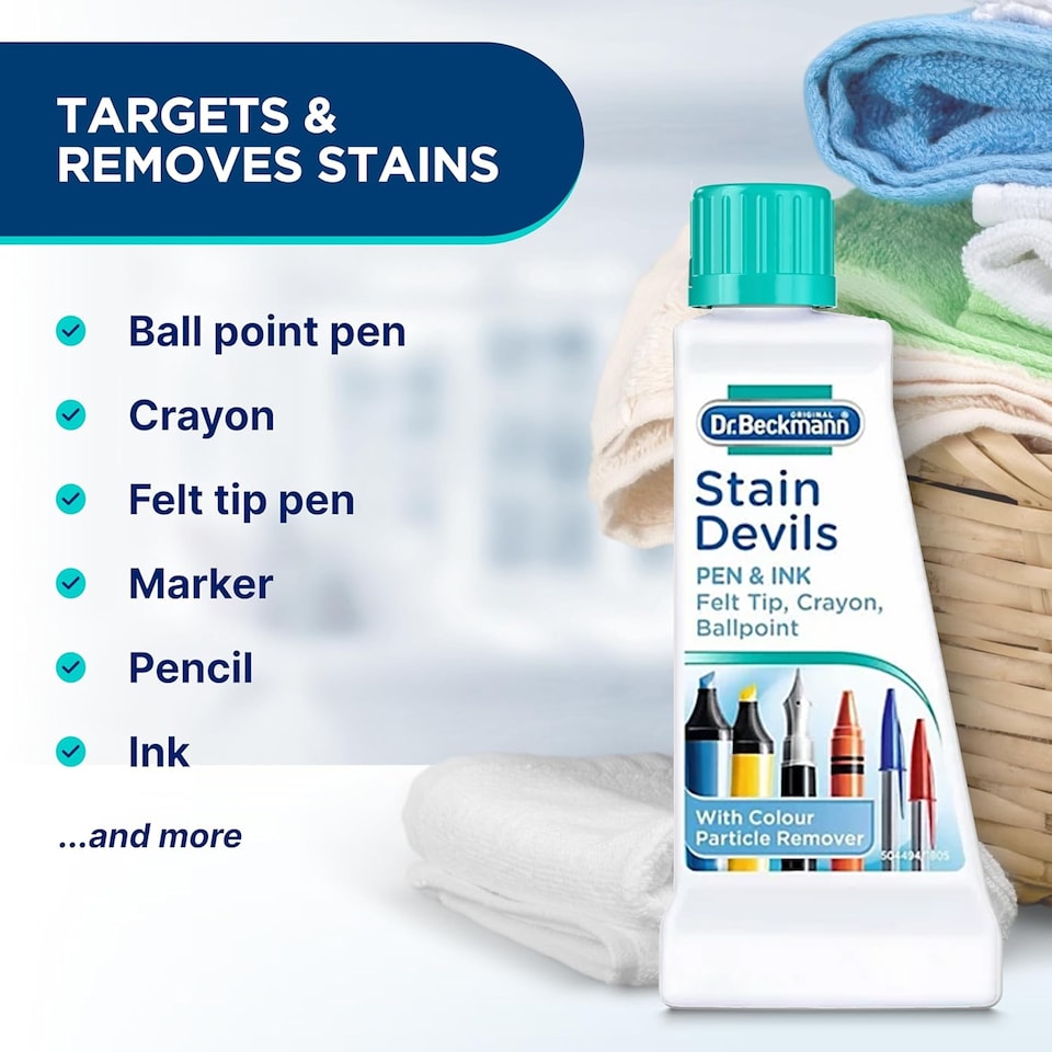 image 1 of Dr Beckmann Stain Devils Pen and Ink Remover Fabric Stain Cleaner for Ballpoint Fountain and Felt Tip Ink 50ml