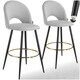 image 1 of Bar Stool Rachel with backrest and velvet look cover, 49 x 58 x 110 cm - Set of 2 Grey | Light Grey/Black