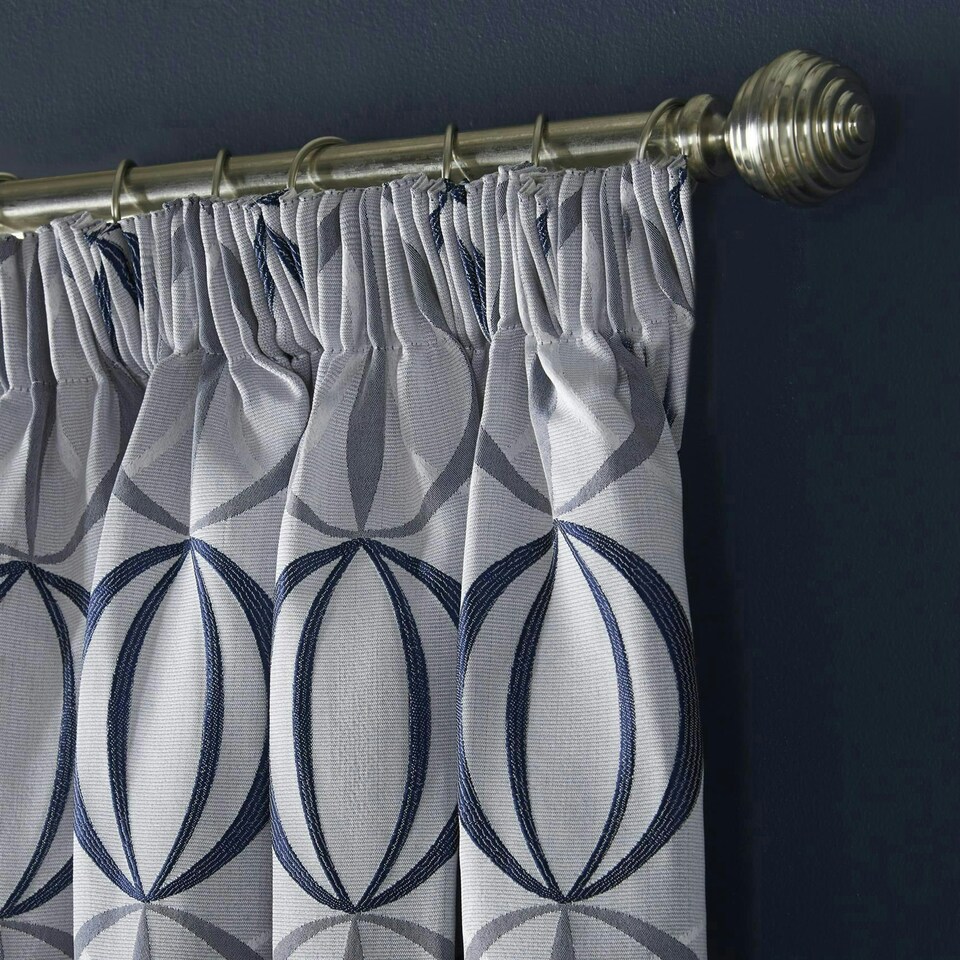 image 1 of Omega Lined Pencil Pleat Curtains - Navy -229cm x 229cm