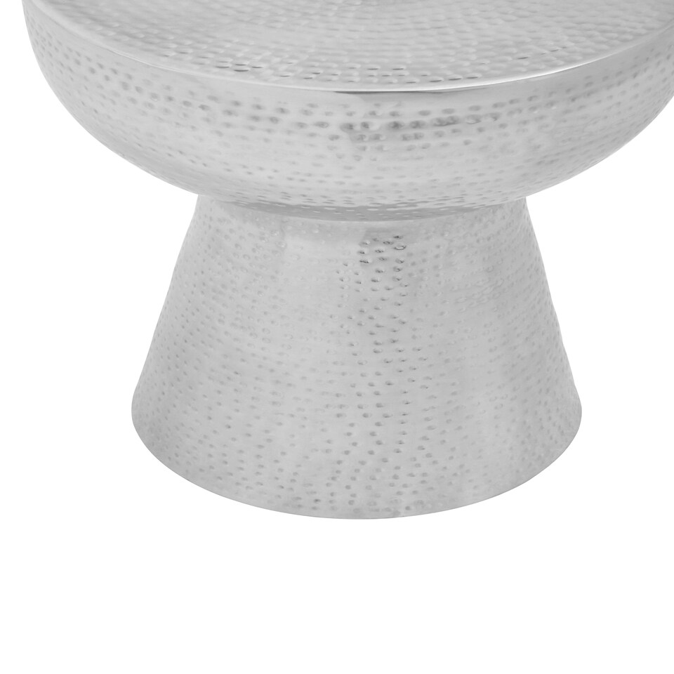 image 1 of Interiors by Premier Spacious Accent Table With Tapered Base, Aluminium Finish Side Table With Pedestal Base, Round Bedside Table Silver