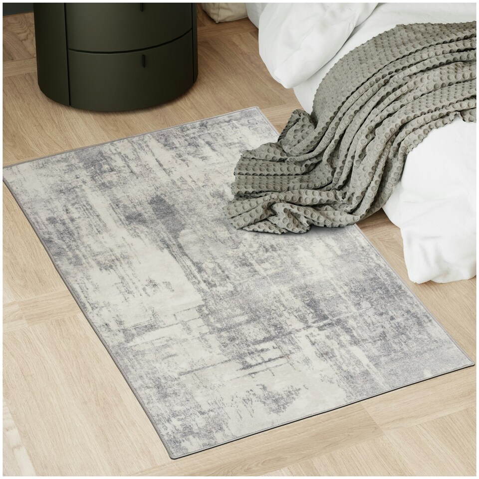 image 1 of Washable Rug Nadira - different sizes, abstract pattern, synthetic wool and felt, non-slip Cream | Beige/Grey | 150 x 80 cm