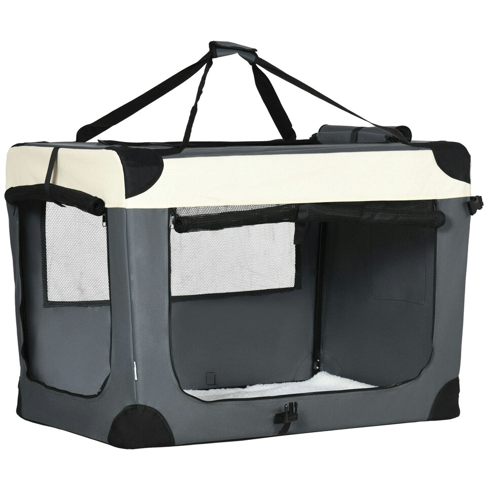 image 1 of PawHut 91cm Foldable Pet Carrier Bag Soft Travel Dog Crate for Large Dogs Grey