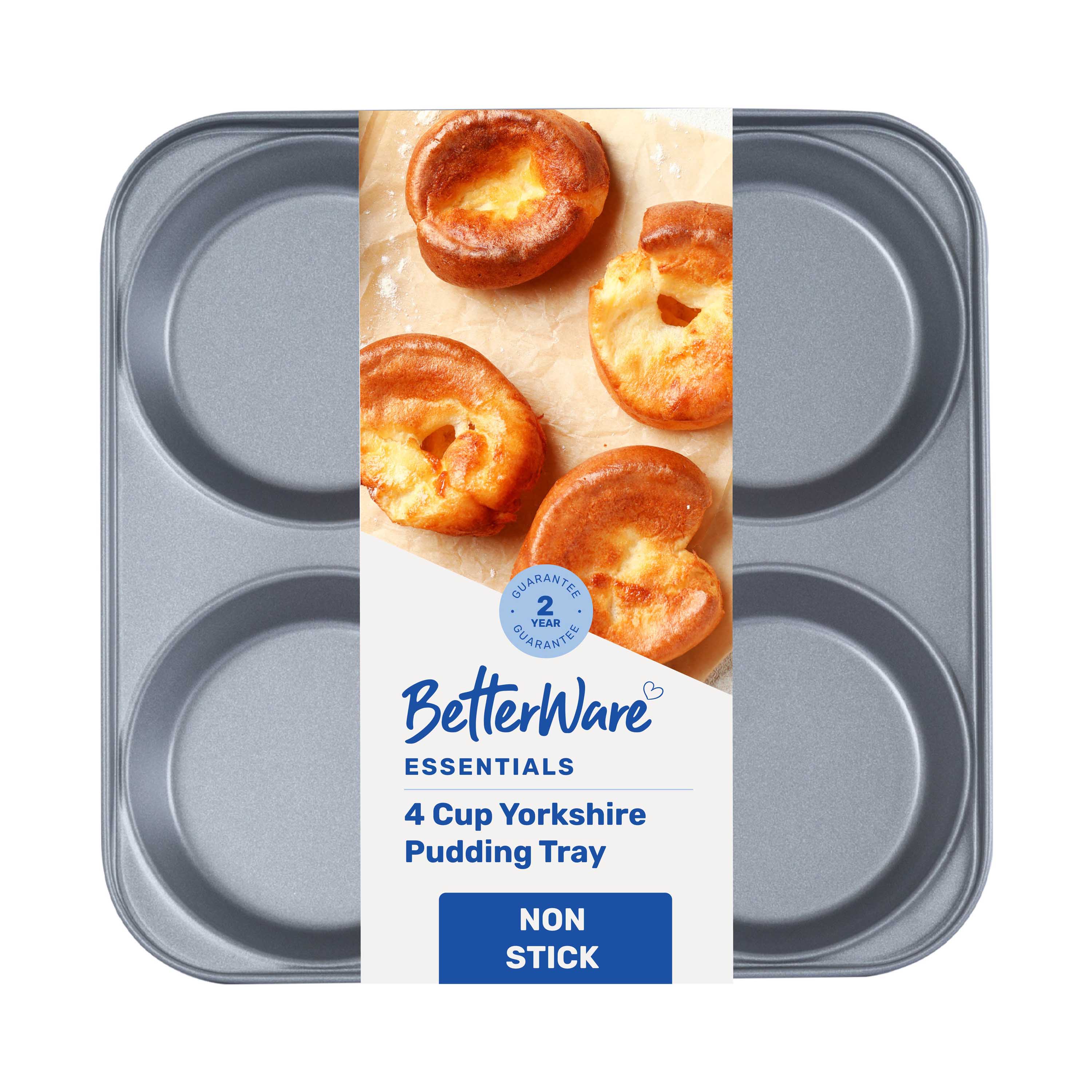 Betterware Essentials 4 Cup Non-Stick Yorkshire Pudding Tray in Silver
