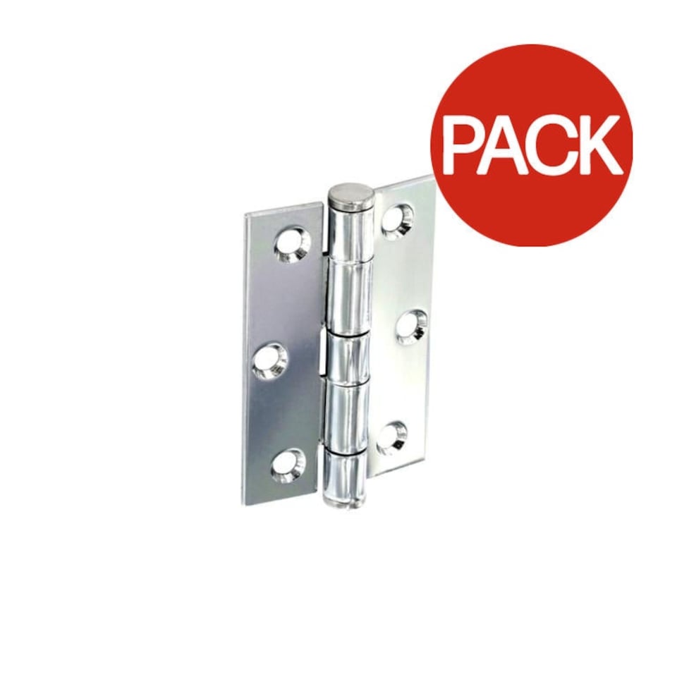 image 1 of Securit Button Tip Butt Hinges (Pack of 2) - Polished Chrome - One Size