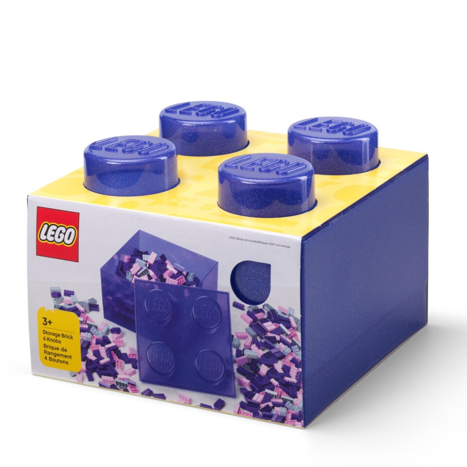 image 1 of LEGO Storage Brick 4 Top Lid Glitter Violet