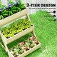 image 4 of Outsunny 3 Tier 66L Raised Garden Bed Wooden Elevated Planter Box Kit for Flower, Vegetable, Herb, 65 x 75 x 76cm, Green