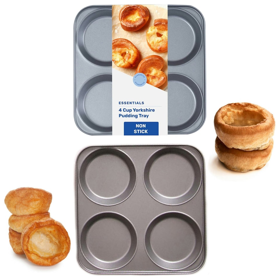 image 1 of 1 x Giant Easy to Use Non-Stick 4 Cup Yorkshire Pudding Oven Baking Tray