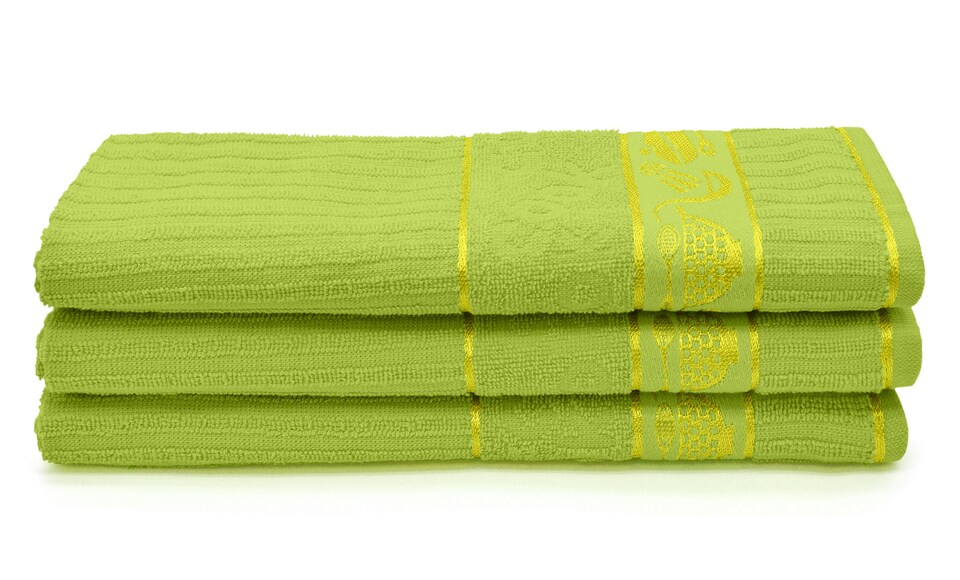 image 1 of Velosso Jacquard Cooks Cotton Tea Towel 3 Pack | Green | Green | One size