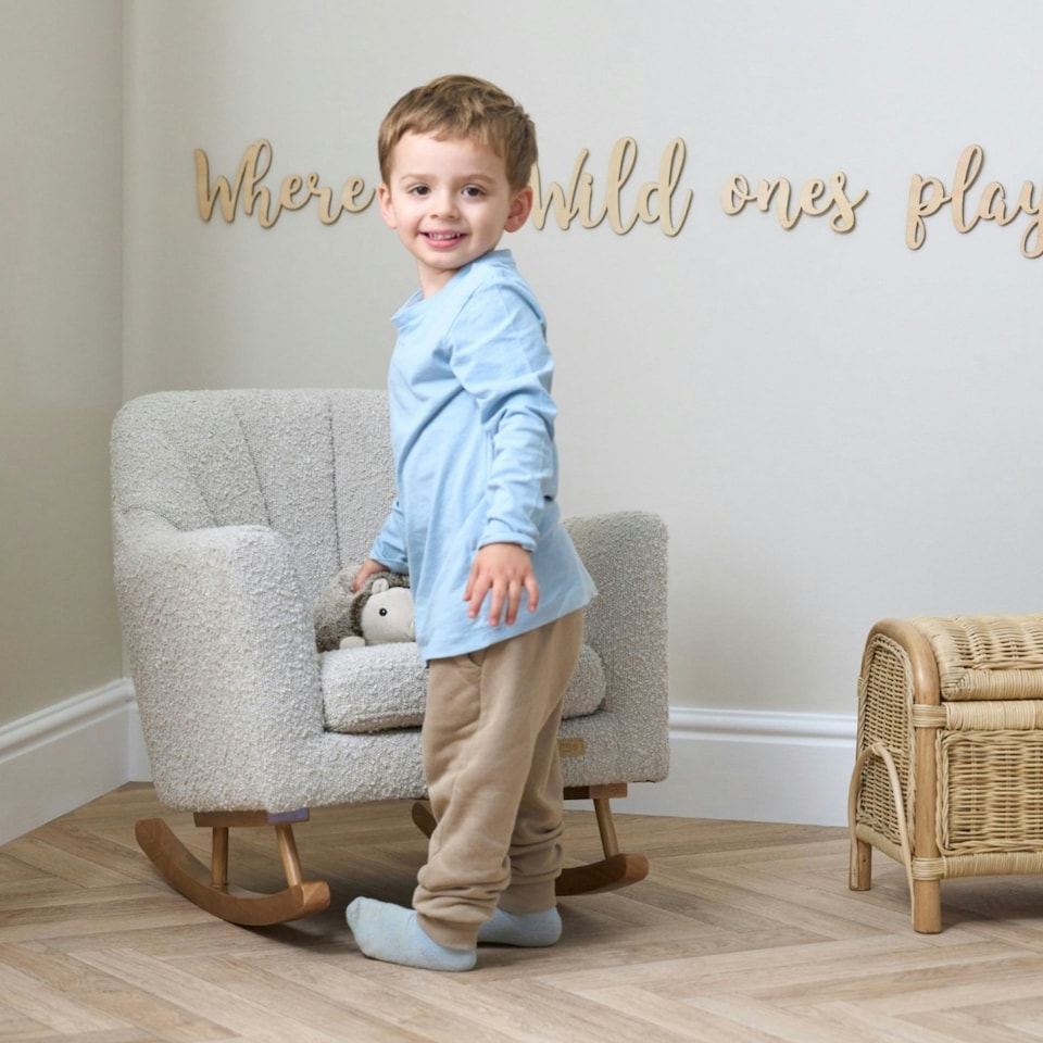 image 1 of Tutti Bambini Jonah Mini Me Children's Rocking Chair - Boucle Mushroom Cream