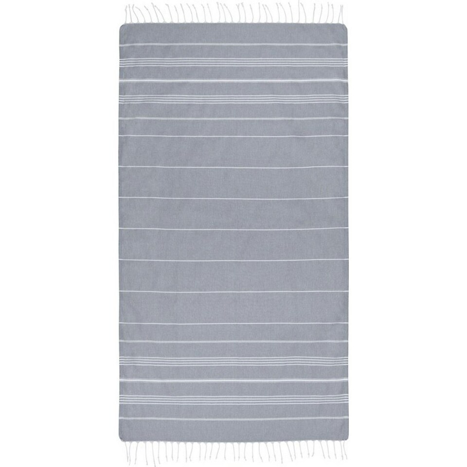 image 1 of Anna Hammam Striped Cotton Beach Towel - Grey - One Size