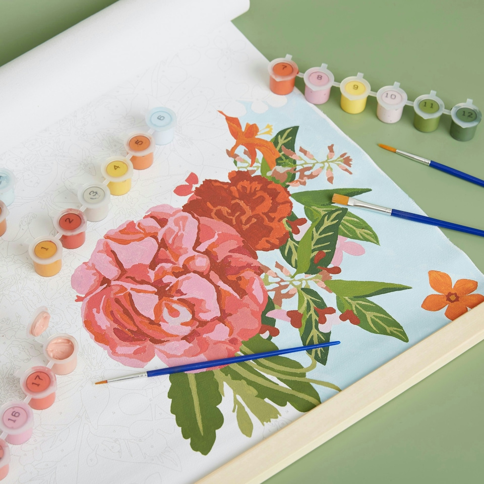 image 1 of RHS Paint by Numbers Kit, Flower Bloom, Multicoloured, 400 x 500mm