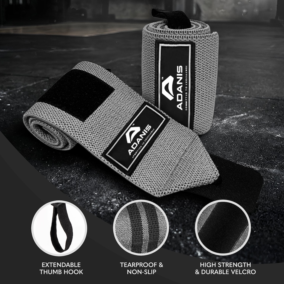 image 1 of Adanis Wrist Wraps for Weightlifting (Pair), Adjustable Wrist Support