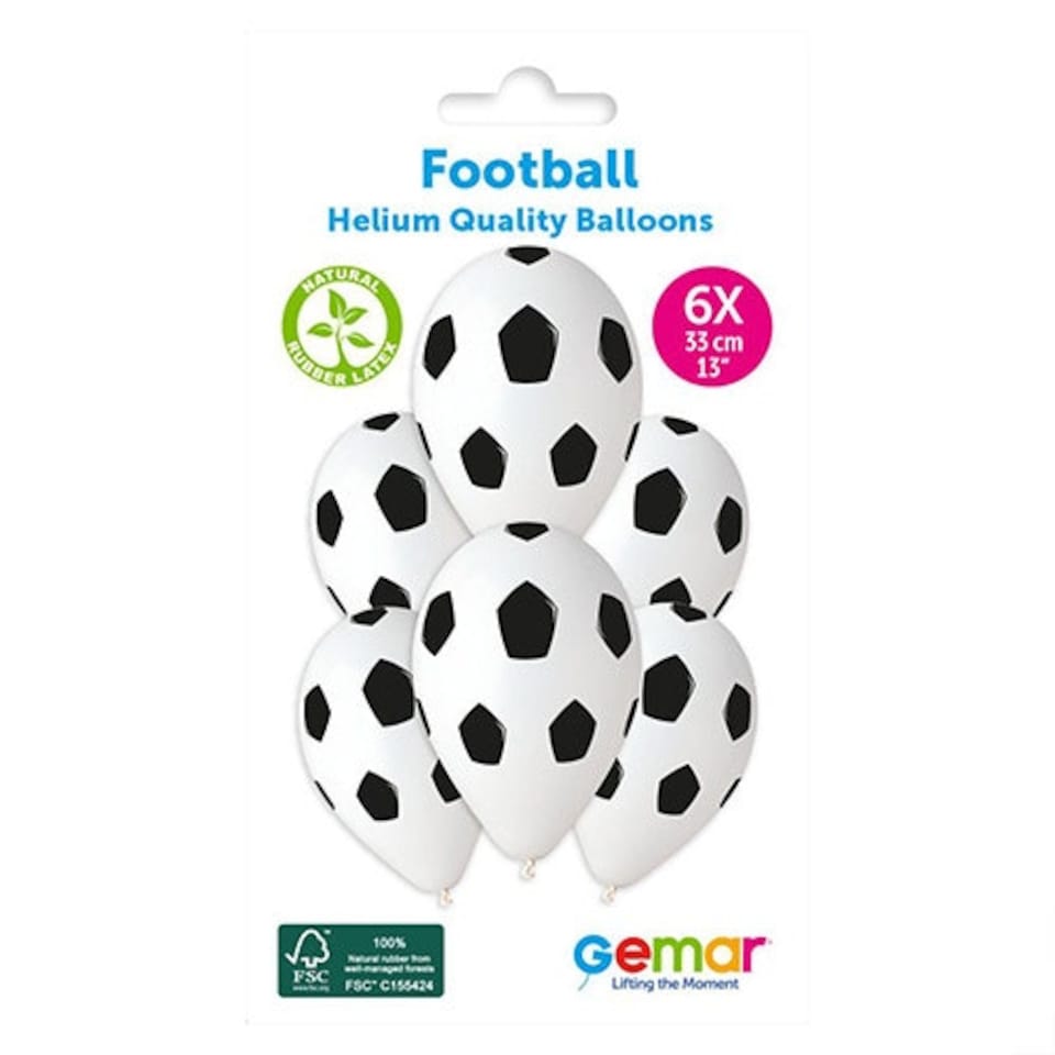 image 1 of Football Latex Balloons 33cm / 13 in - Pack of 6