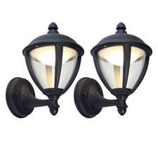 Set of 2 Unite - Black LED Outdoor Porch Wall Lights Black | Clear