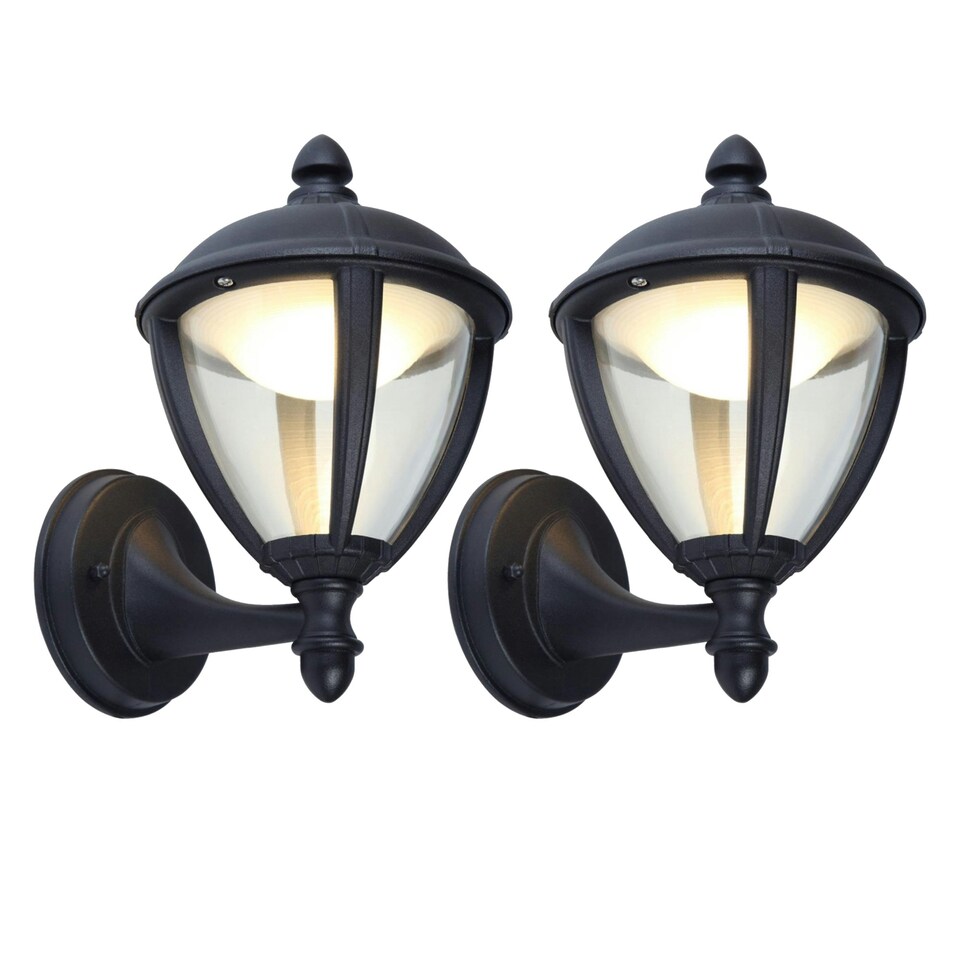 image 1 of Set of 2 Unite - Black LED Outdoor Porch Wall Lights Black | Clear