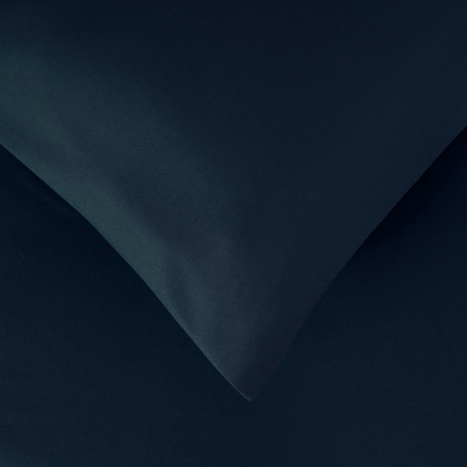 image 1 of OHS Soft Plain Microfibre Duvet Cover and Pillowcase Set, Single - Navy Blue
