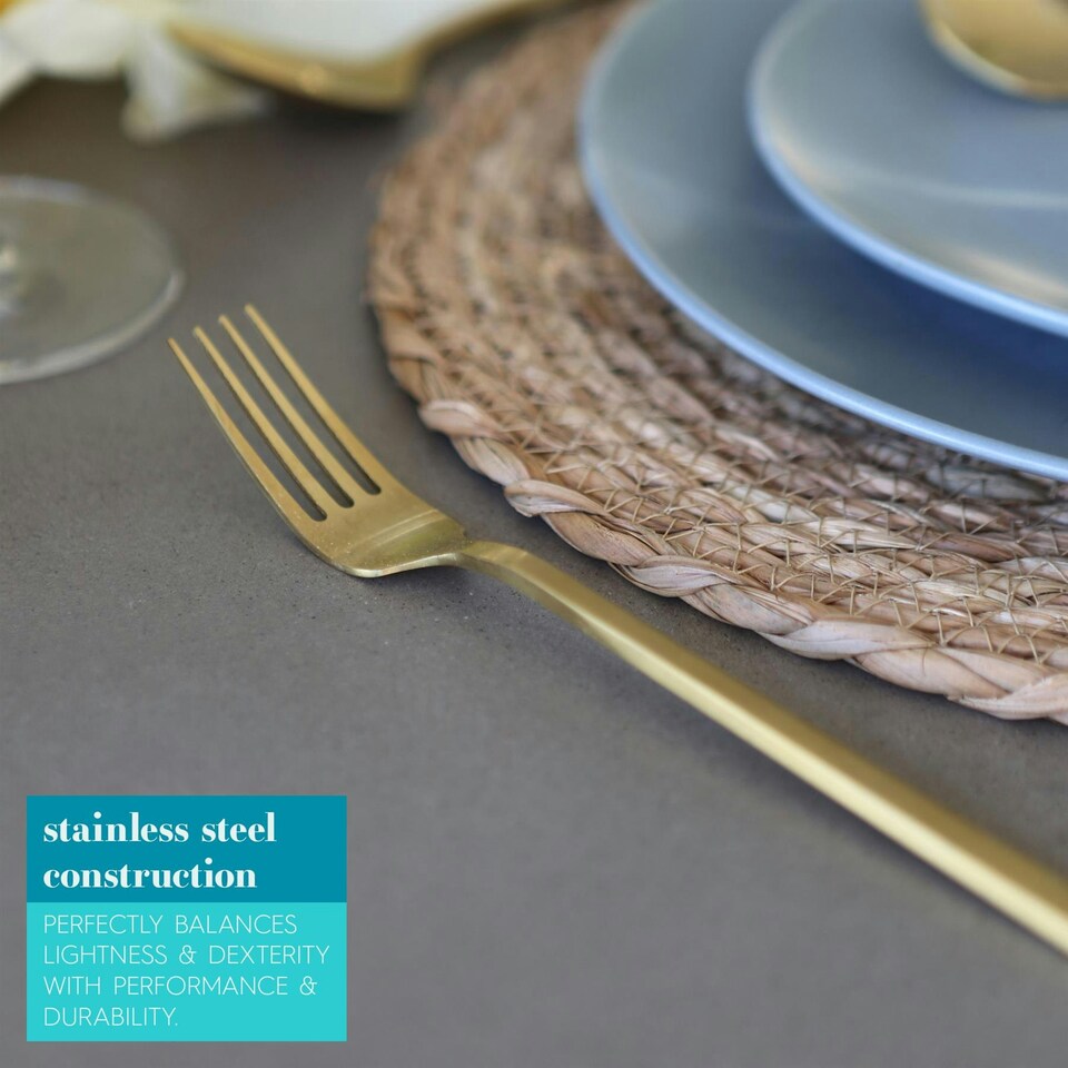 image 1 of Argon Tableware Stainless Steel Dinner Forks - 19.5cm - Gold - Pack of 12