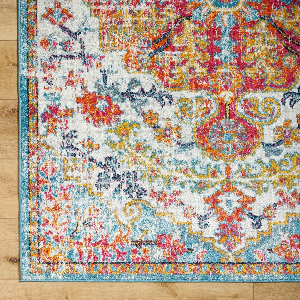 image 1 of LIVABLISS Harput-Vintage Traditional Boho Rug 160 x 220 cm | Blue Orange Yellow Grey