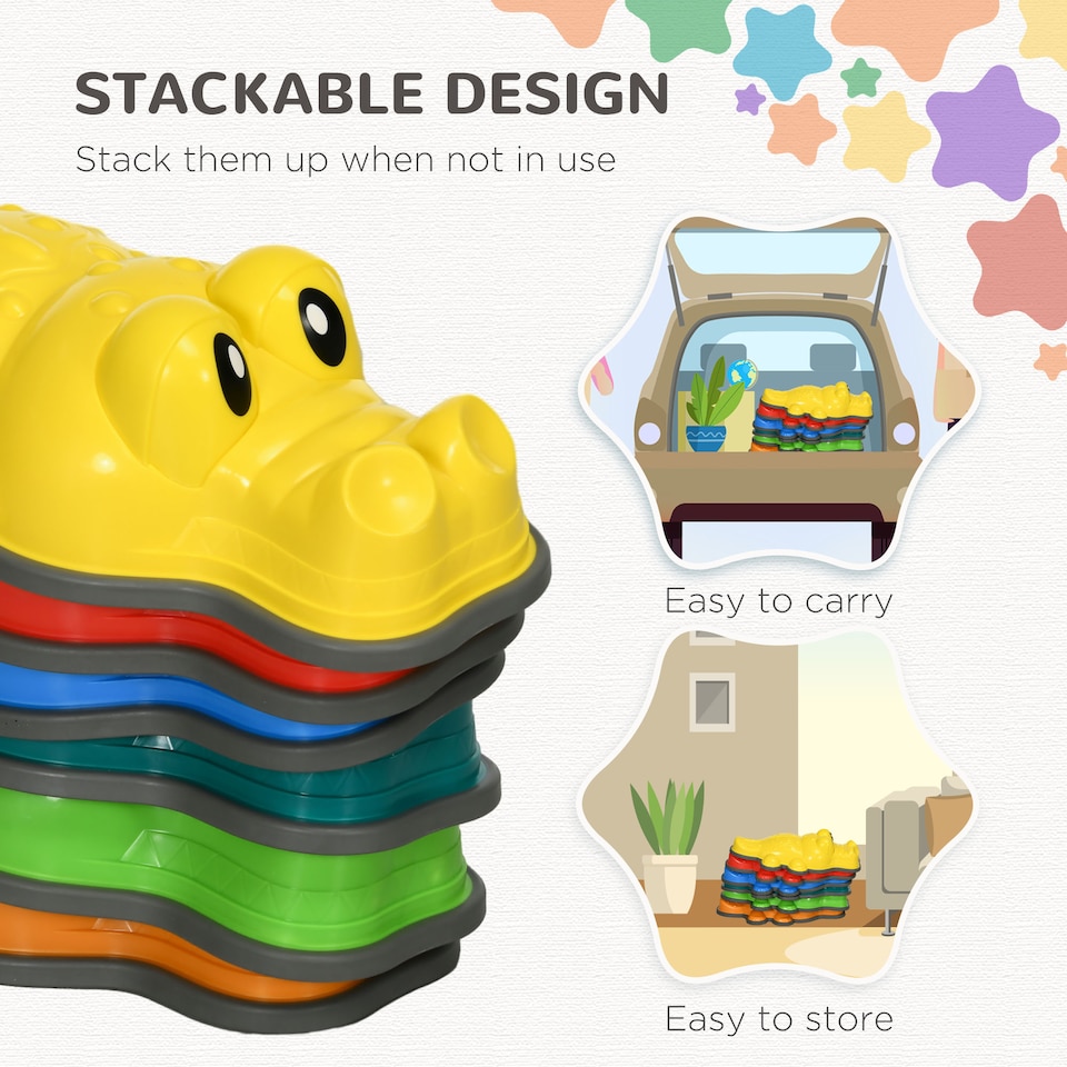 image 1 of ZONEKIZ 6PCs Kids Stepping Stones Sensory Toy w Anti-Slip Edge