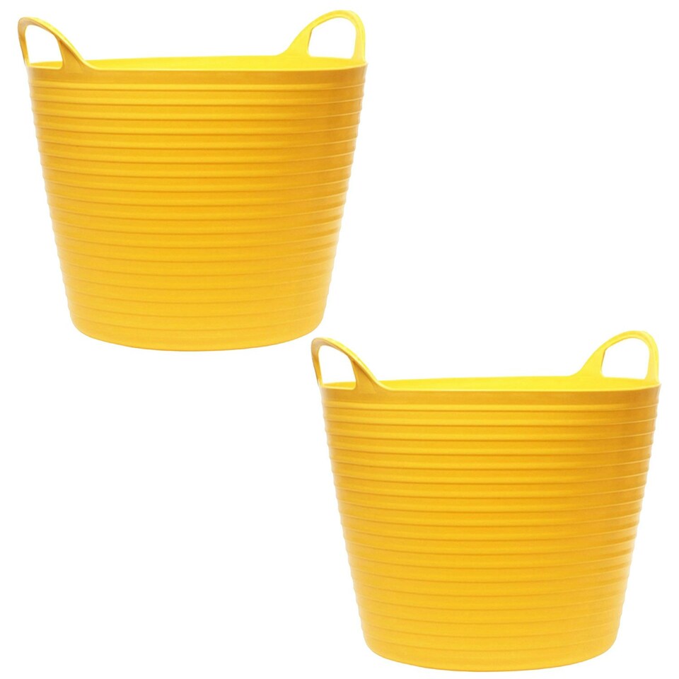image 1 of 3 x 40L Flexible Yellow Strong Plastic Tubs Ideal For Storage, Home & DIY Use