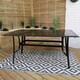 image 5 of Outdoor 4 Person Rectangular Glass Top Garden Dining Table Chairs With Grey Banana Parasol and Base