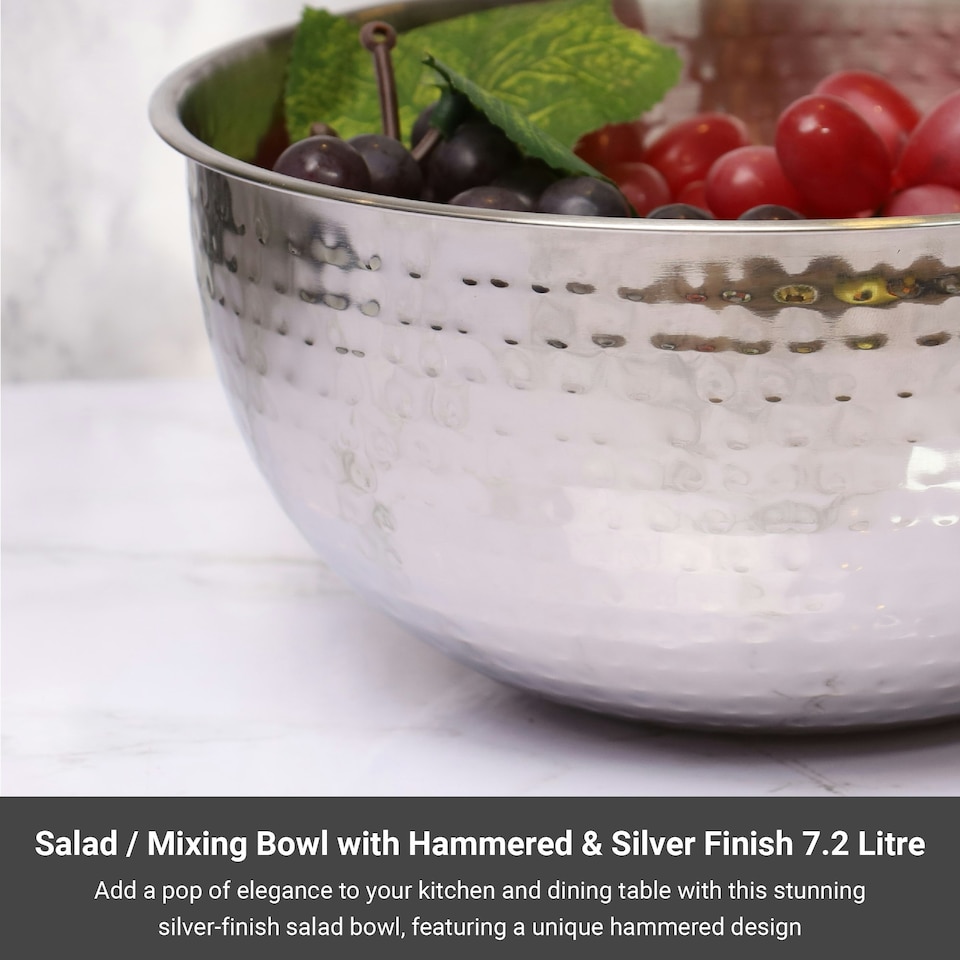 image 1 of Buckingham Stainless Steel Salad / mixing bowl with hammered effect 7.2 Litre / 30 cm