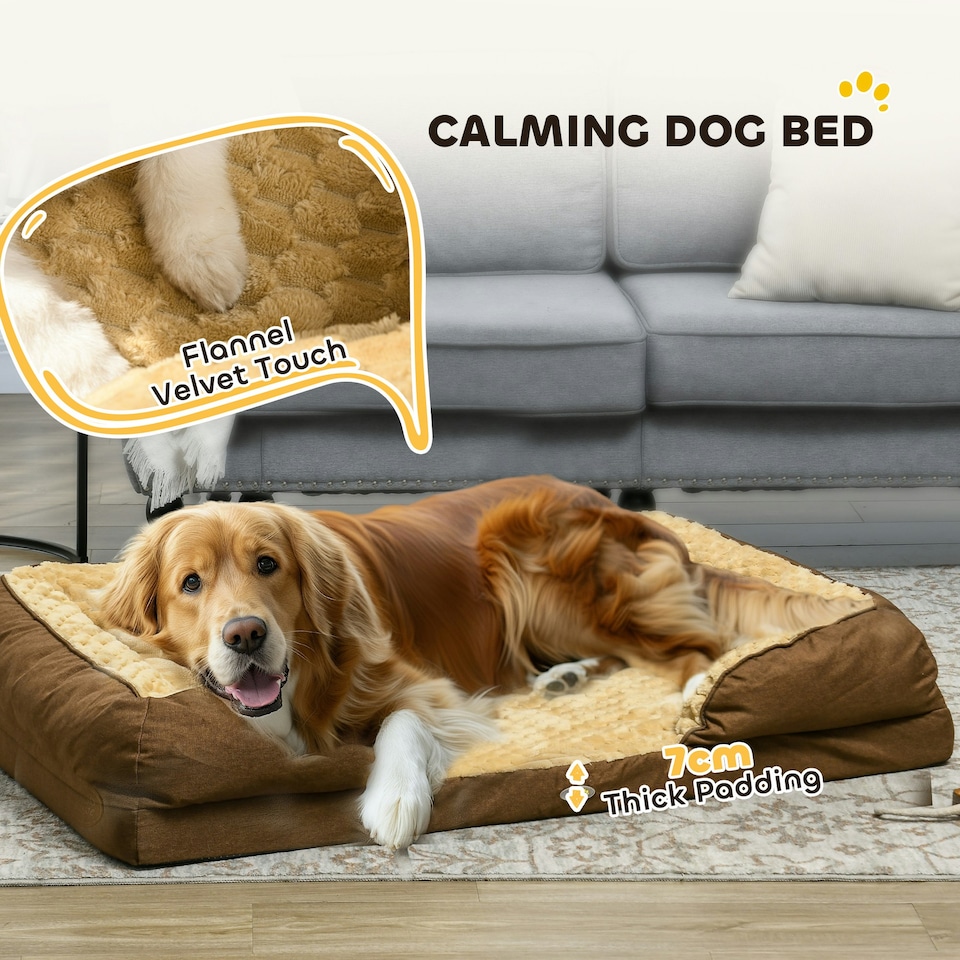 image 1 of PawHut Dog Bed Calming Pet Bed Dog Mattress for Large Dogs - Brown