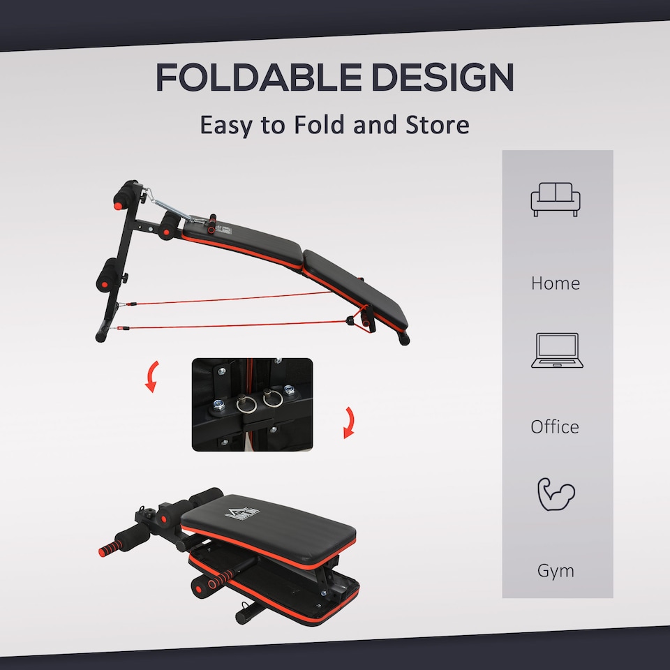 image 1 of HOMCOM Foldable Sit Up Bench 5-Level Adjustable Core Workout for Home Gym Black