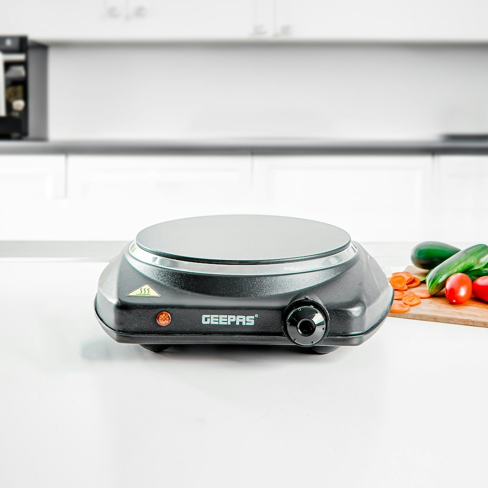 image 1 of GEEPAS Single Ceramic Hot Plate, 1200W – Portable Infrared Electric Hob Cooker, Black