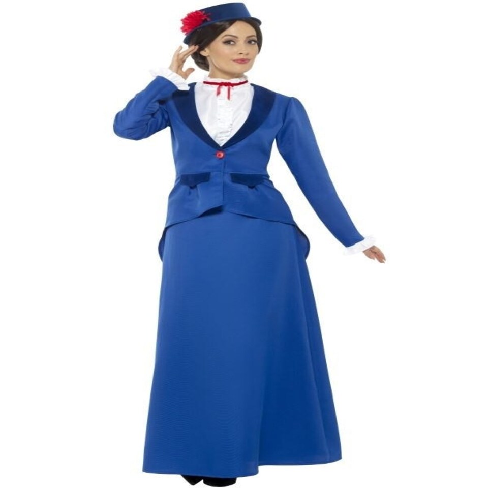 Victorian Nanny Costume - Blue - with Jacket with Mock Shirt - Skirt & Hat - 46753X1 XL